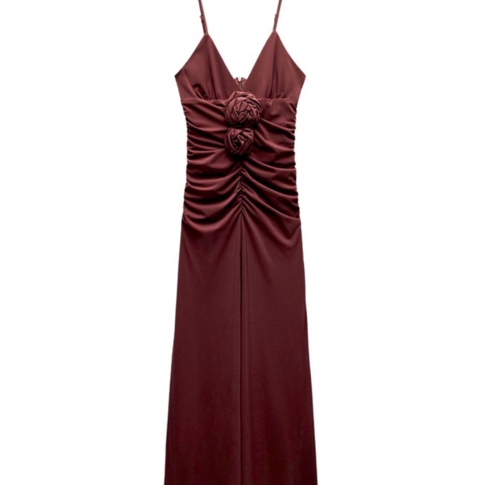 Zara textured floral maxi dress